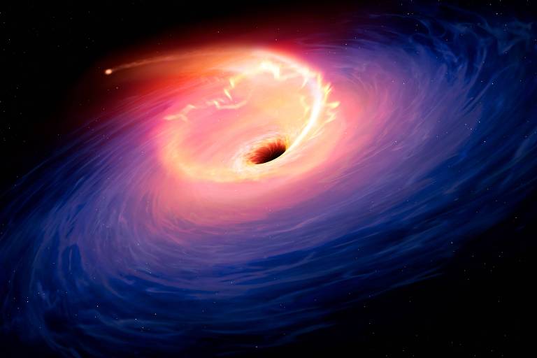 Ilustração de explosão cósmica no universo. Astrônomos identificaram o que seria o maior evento desse tipo já registrado