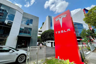 FILE PHOTO: A view of the Tesla service centre in Singapore