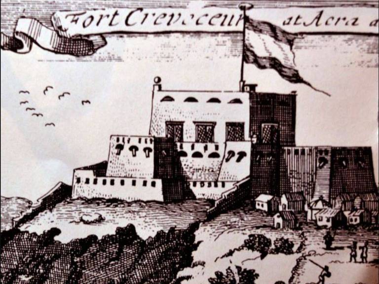 Ilustração mostra Forte Ussher em Acra, Gana, construído pelos holandeses em 1649