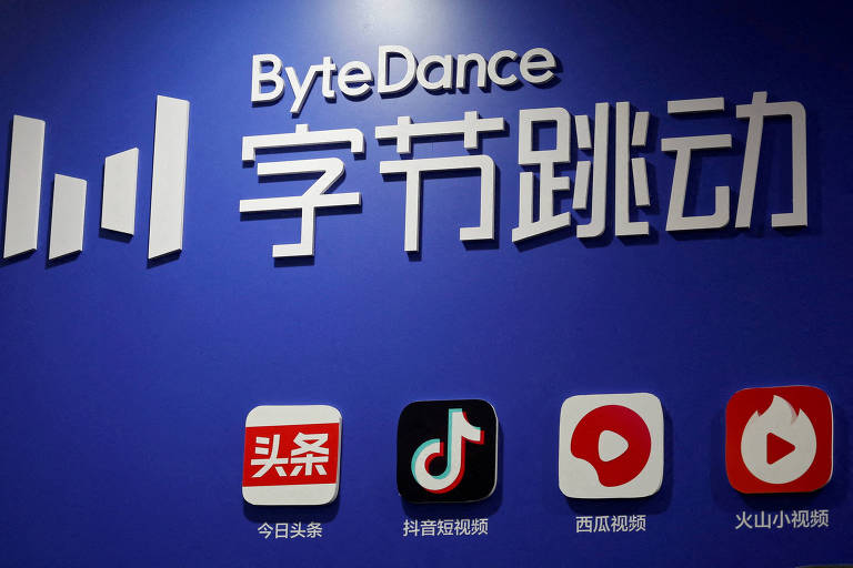 Logotipo da ByteDance, dono da TikTok, em evento na China