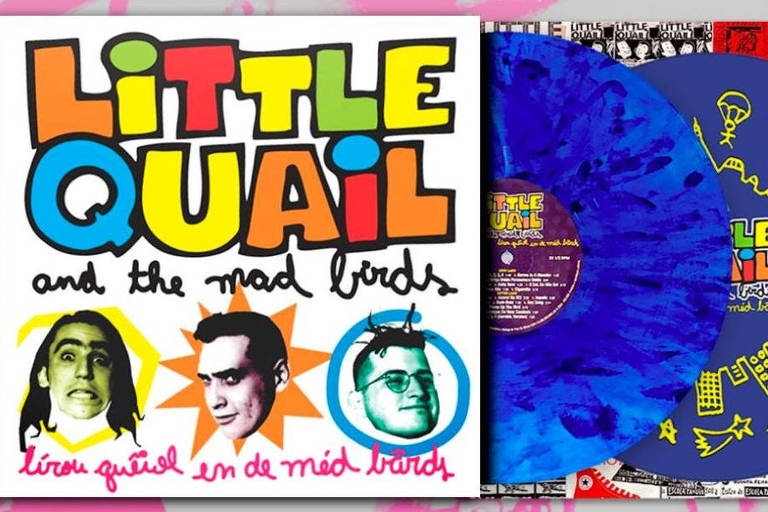 Em foto colorida, a Capa do álbum em vinil do grupo Little Quail e The Mad Birds