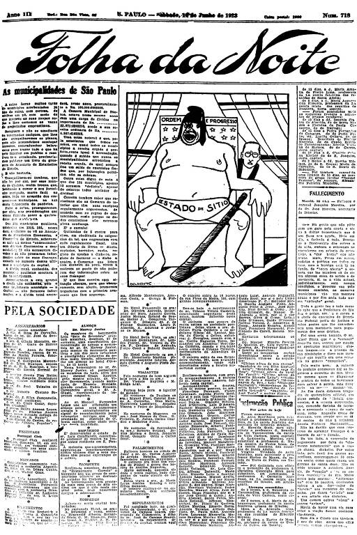 Primeira Página da Folha da Noite de 16 de junho de 1923