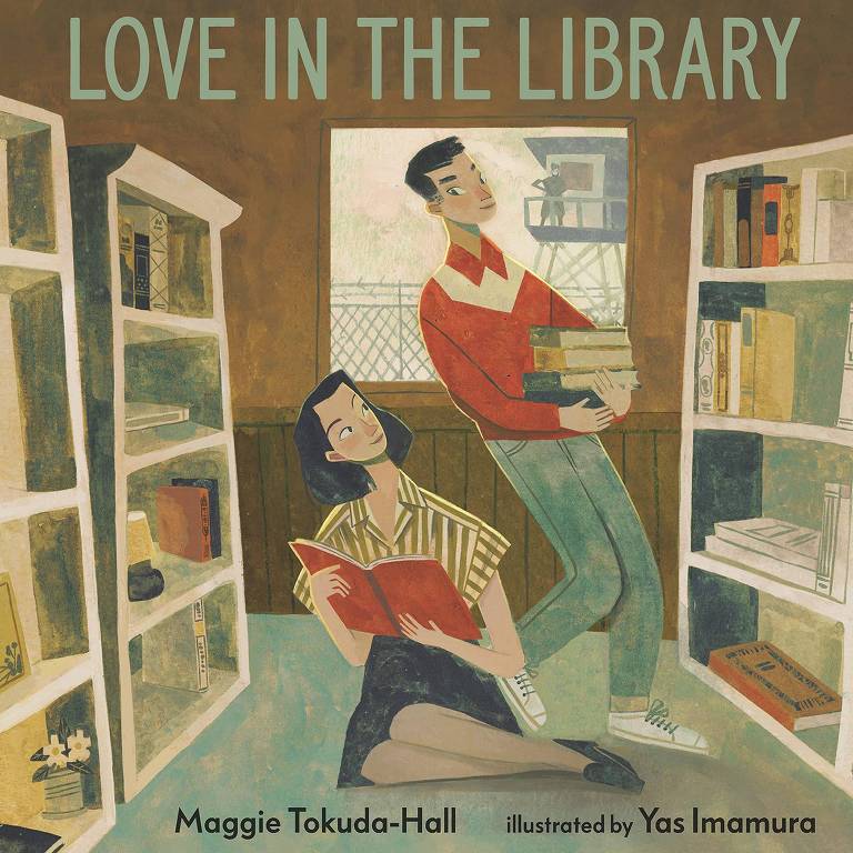 Detalhe da capa de 'Love in the Library', livro de Maggia Tokuda-Hall ilustrado por Yas Imamura