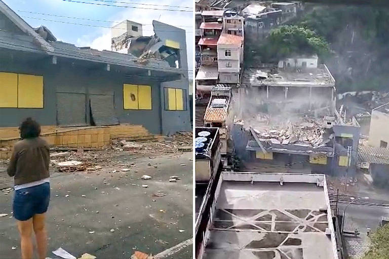 O prédio da antiga sede da Rádio Tupi desabou parcialmente em São Cristóvão, na Zona Norte do Rio, na manhã desta quinta-feira (18).