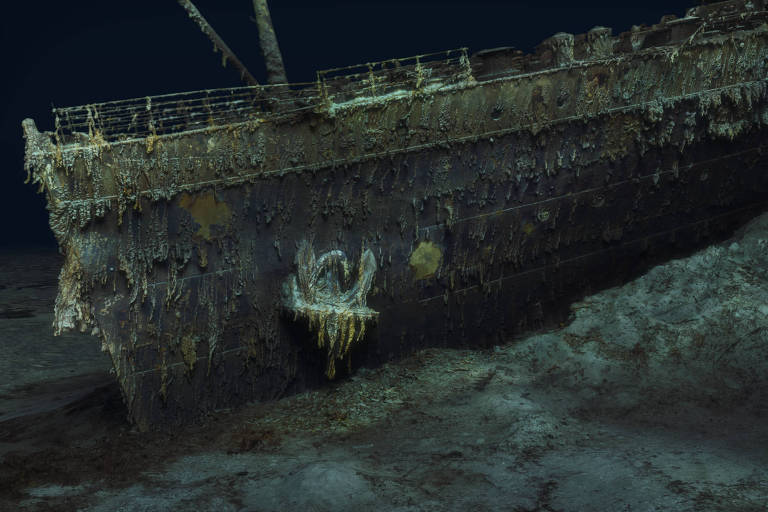 Primeira varredura tridimensional em tamanho real dos destroços do Titanic (Foto: Atlantic Production / Magellan)