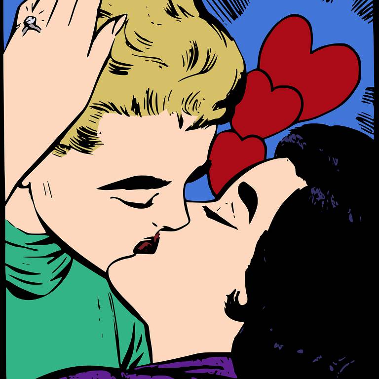 Ilustração de um casal se beijando