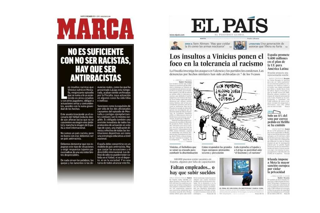 Spanish newspapers see ‘international disrepute’ for attacks on Vinicius Jr.  – 05/23/2023 – Nelson de Sá