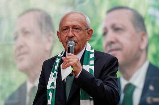 FILE PHOTO: Presidential candidate Kemal Kilicdaroglu holds a rally ahead of presidential elections, in Bursa