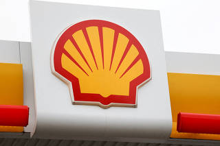 FILE PHOTO: A view shows a logo of Shell petrol station in South East London