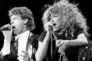FILE PHOTO: Mick Jagger and Tina Turner during the Rock and Roll Hall of Fame in New York
