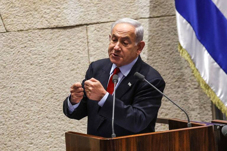 O premiê de Israel, Binyamin Netanyahu, discursa durante sessão do Parlamento, em Jerusalém