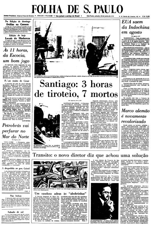 Primeira Página da Folha de 30 de junho de 1973