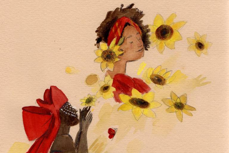 pintura de marielle soltando flores