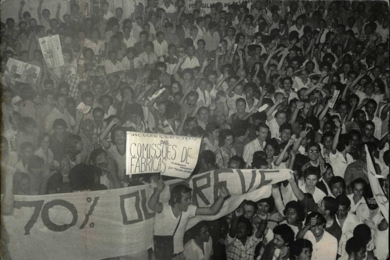 Metalúrgicos durante greve na região do ABC