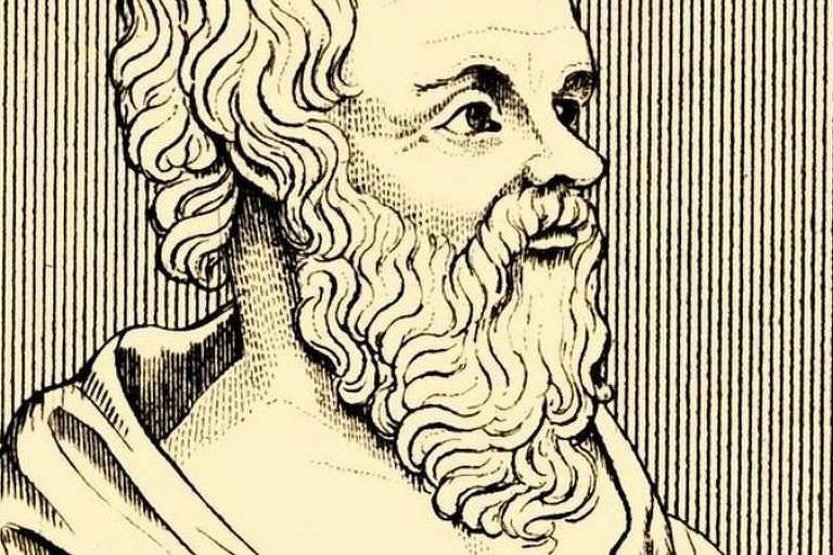 Desenho com a imagem do rosto de Platão
