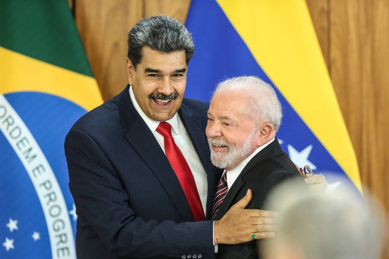 Encontro entre o presidente Lula e o ditador venezuelano Nicolás Maduro em Brasília, em maio