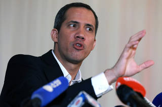 Venezuelan Opposition Leader Juan Guaidó Holds A Press Conference In Florida