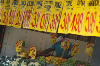 FILE PHOTO: Prices are displayed at a market in Rio de Janeiro