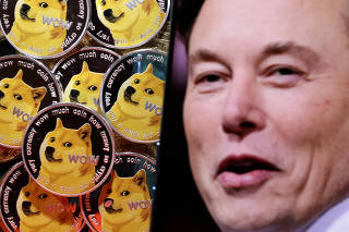 FILE PHOTO: Illustration shows Elon Musk and representations of cryptocurrency Dogecoin