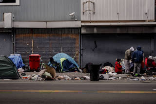 An encampment in Kensington, the Philadelphia, Pa. neighborhood at the epicenter of the city?s drug trade, on Dec. 12, 2022. (Hilary Swift/The New York Times)
