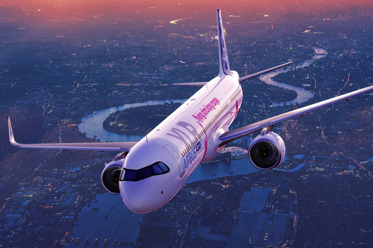Avião Airbus A321XLR, capaz de voar por até 11 horas, em imagem de divulgação