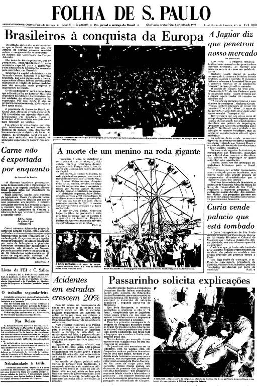 Primeira Página da Folha de 6 de julho de 1973
