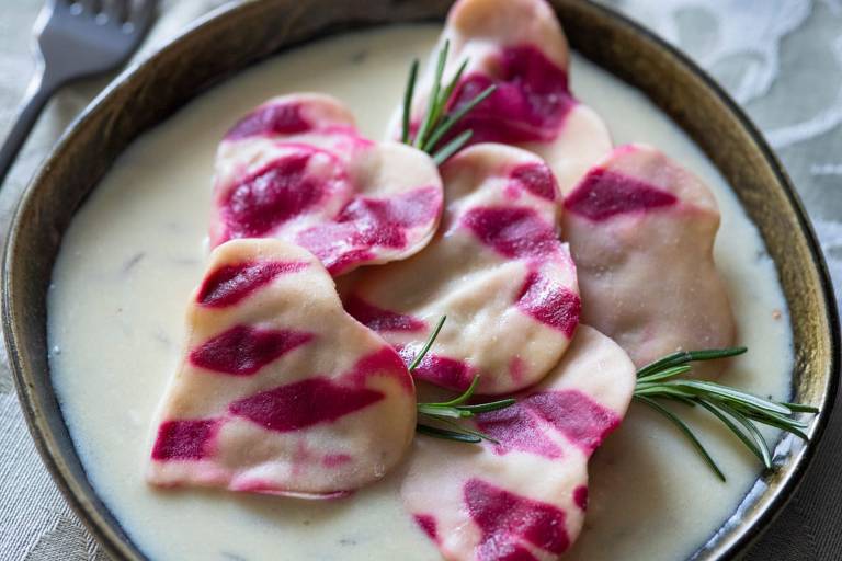 Prato do restaurante Gaeta Masseria servido no Dia dos Namorados