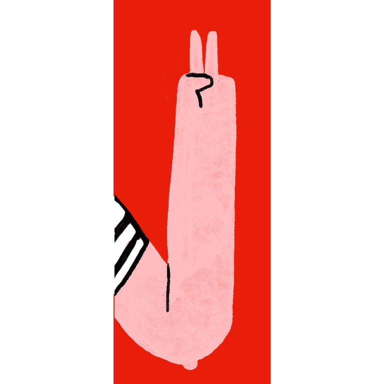 Ilustração de um braço em que os dedos indicador e médico levantados.