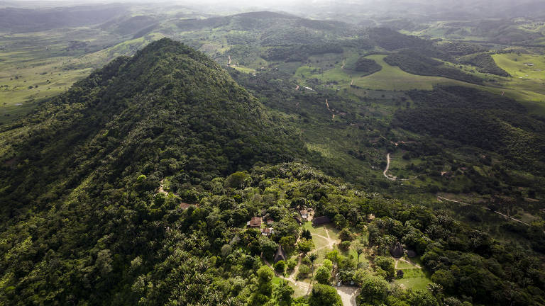 Vista área da Serra da Barriga, lugar que abrigou no século 16 o quilombo dos Palmares