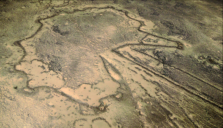 Visão aérea de uma 'pipa do deserto' em Harrat al-Shaam,na Jordânia. As enormes estruturas de pedra pré-históricas, encontradas em paisagens desérticas entre a Arábia Saudita e o Cazaquistão, são as mais antigas plantas arquitetônicas em escala registradas na história da humanidade