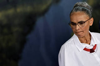 Brazil's Environment Minister Marina Silva reacts during an event for the World Environment Day in Brasilia