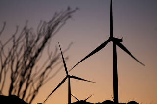 Wind turbines in Ocotillo, Calif., on Nov. 29, 2015. (Sandy Huffaker/The New York Times)