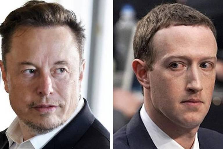 Os bilionários Elon Musk (esquerda) e Mark Zuckerberg 