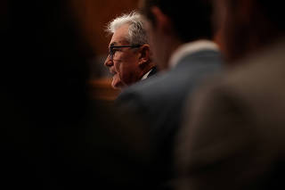 Federal Reserve Board Chairman Jerome Powell testifies before the Senate Banking Housing and Urban Affairs Committee hearing on Capitol Hill in Washington