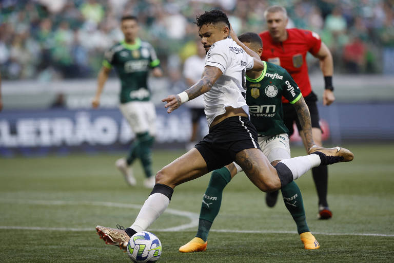 Tiquinho Soares em vitória contra o Palmeiras no Allianz Parque; atacante do Botafogo é o artilheiro do Campeonato Brasileiro