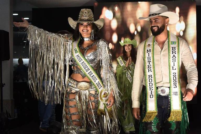 A goiana Danielle Santana, 26, e o paulista Maicon Santos, 29, foram eleitos, respectivamente, Miss e Mister Rodeio Brasil 2023