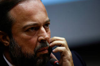 FILE PHOTO: Brazil's Mines and Energy Minister, Alexandre Silveira attends a news conference in Brasilia