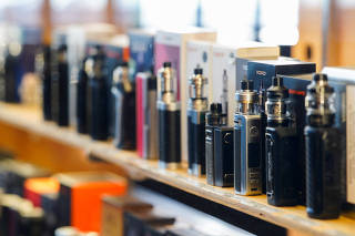 Vaping products displayed at a vape store