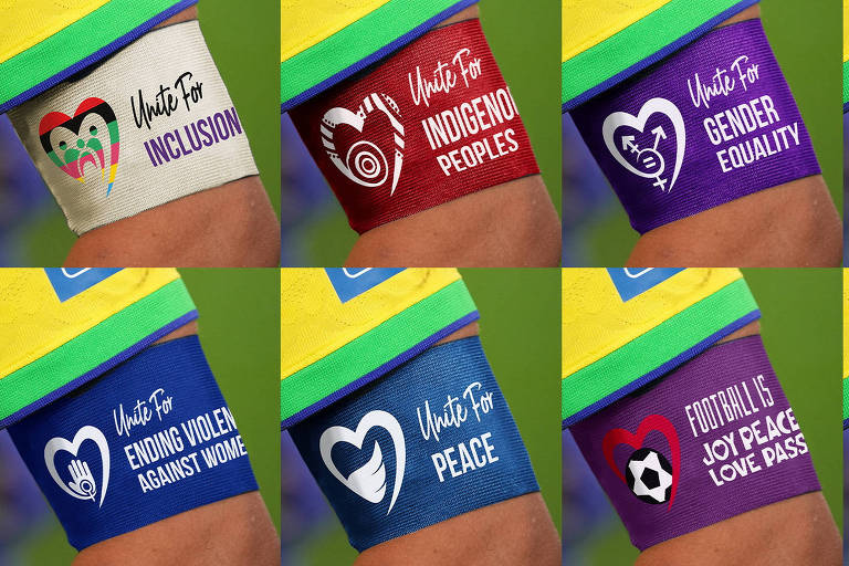 Braçadeiras que as jogadoras poderão usar durante a Copa do Mundo Feminina