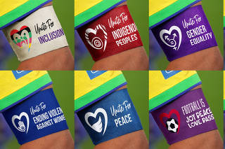 Combination mock-up picture shows armbands captains will be permitted to wear during 2023 FIFA Women's World Cup