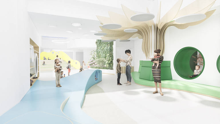 Projeto de espaço na Escola Eleva, colégio bilíngue que será aberto na cidade de São Paulo