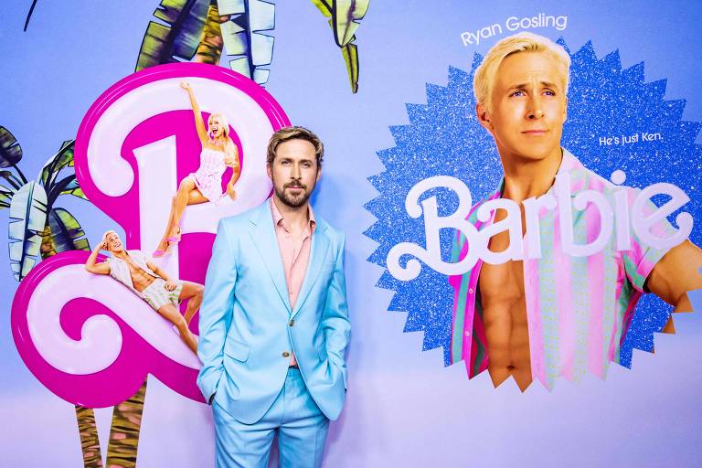 O ator Ryan Gosling participa de coletiva de imprensa do filme "Barbie" em Toronto, no Canadá