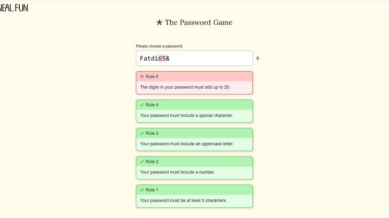 Imagem do jogo 'The Password Game'