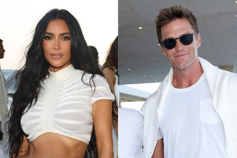 Kim Kardashian e Tom Brady, ex de Gisele Bündchen, aproveitam festa em clima de romance