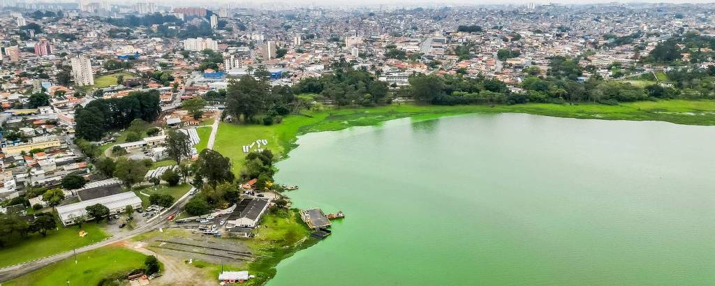 ista aérea de trecho da Represa Billings, na zona sul de SP; Travessia de moradores por embarcação será entre os Parques Cantinho do Céu (Grajaú) e Mar Paulista (Pedreira)