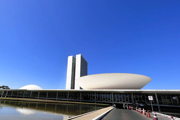 O Palácio do Congresso Nacional é composto por duas cúpulas e duas torres de 28 andares, que abrigam a Câmara dos Deputados e o Senado Federal. 

