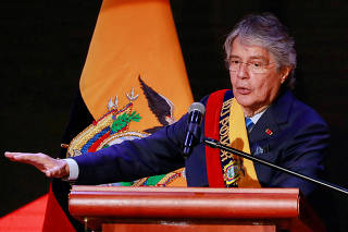 FILE PHOTO: Ecuador's President Guillermo Lasso gives his annual report to the nation, in Quito