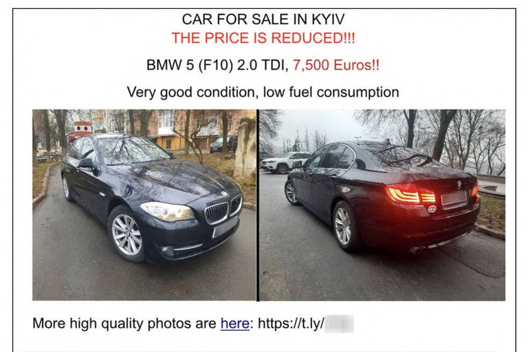 Rússia tentou atrair diplomatas na Ucrânia com anúncio falso de BMW barata