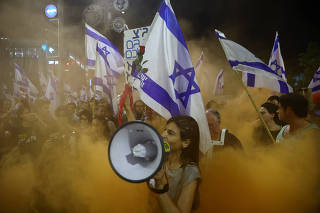 People demonstrate on 'Day of Disruption' in protest against Israel's judicial overhaul, in Jerusalem