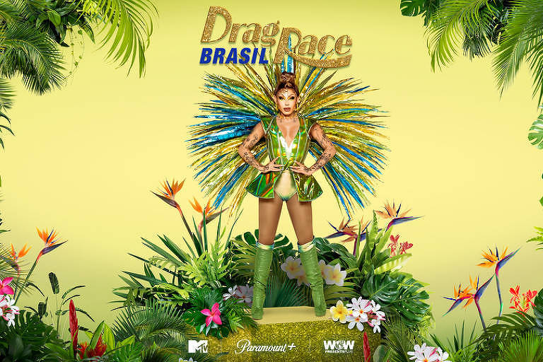 Greg Queen em publicidade para Drag Race Brasil